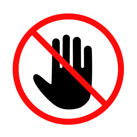 Stop Hand Symbol With Diagonal Line Safety Template